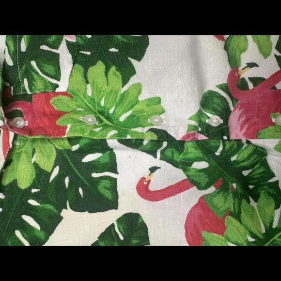 Janie & Jack bright tropical flamingo linen romper Size 18-24 months - Picture 5 of 8
